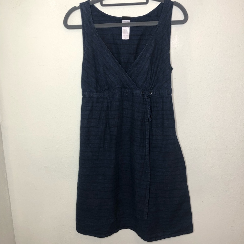 Patagonia Blue Striped Dress Size 4 Cotton & Hemp